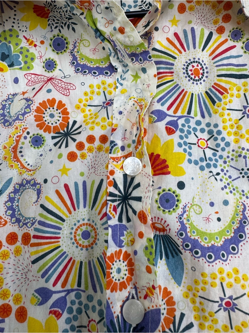 J. Crew White Button-Down Shirt with Multicolor Floral & Paisley Print - Picture 7 of 8